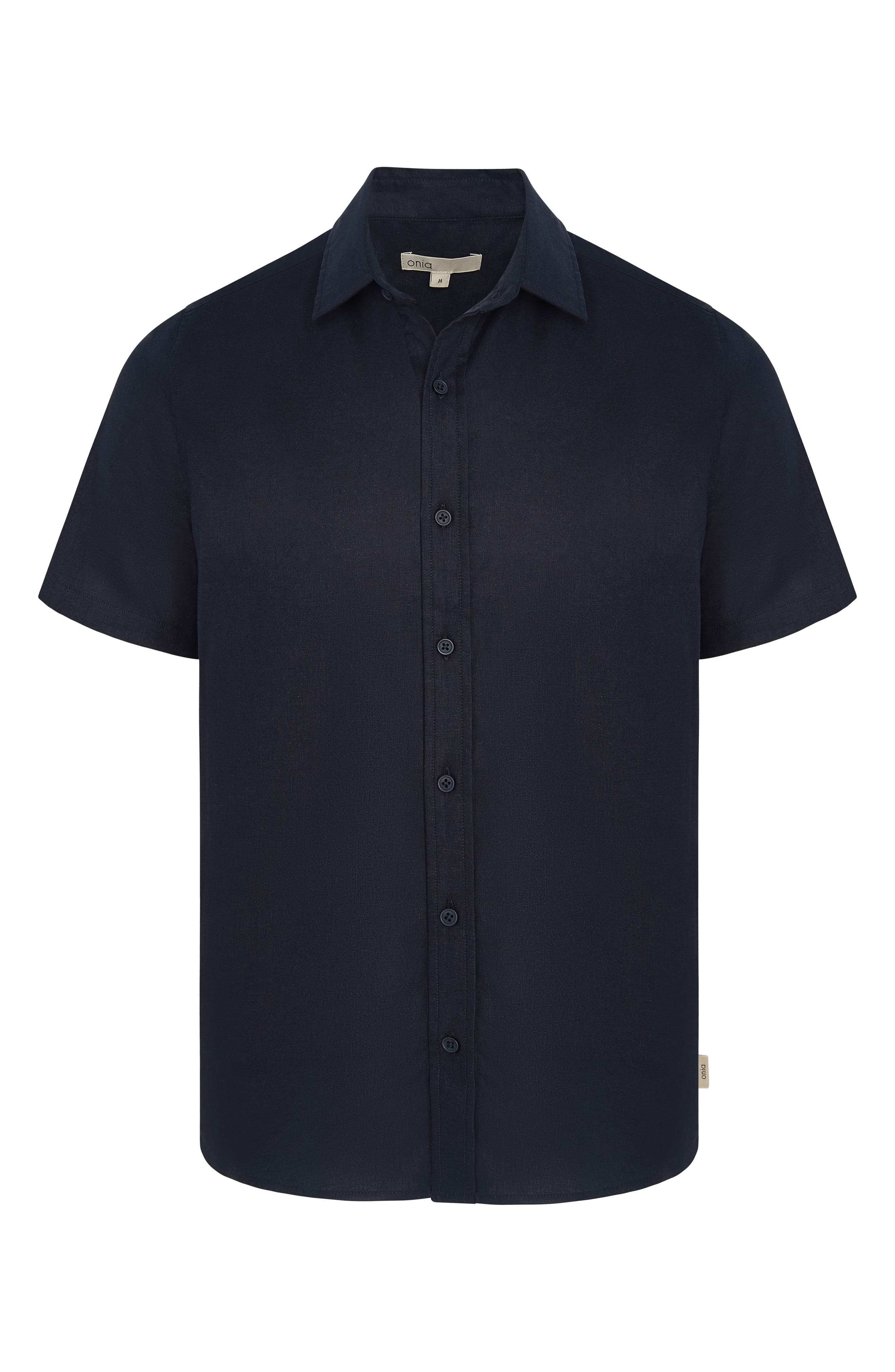 Onia Short Sleeve Stretch Linen Blend Button-Up Shirt