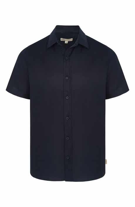 Onia Short Sleeve Stretch Linen Blend Button-Up Shirt