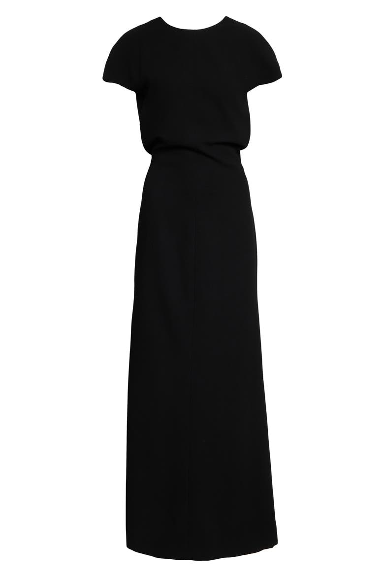 Cutout Back Sablé Trumpet Dress, Alternate, color, BLACK