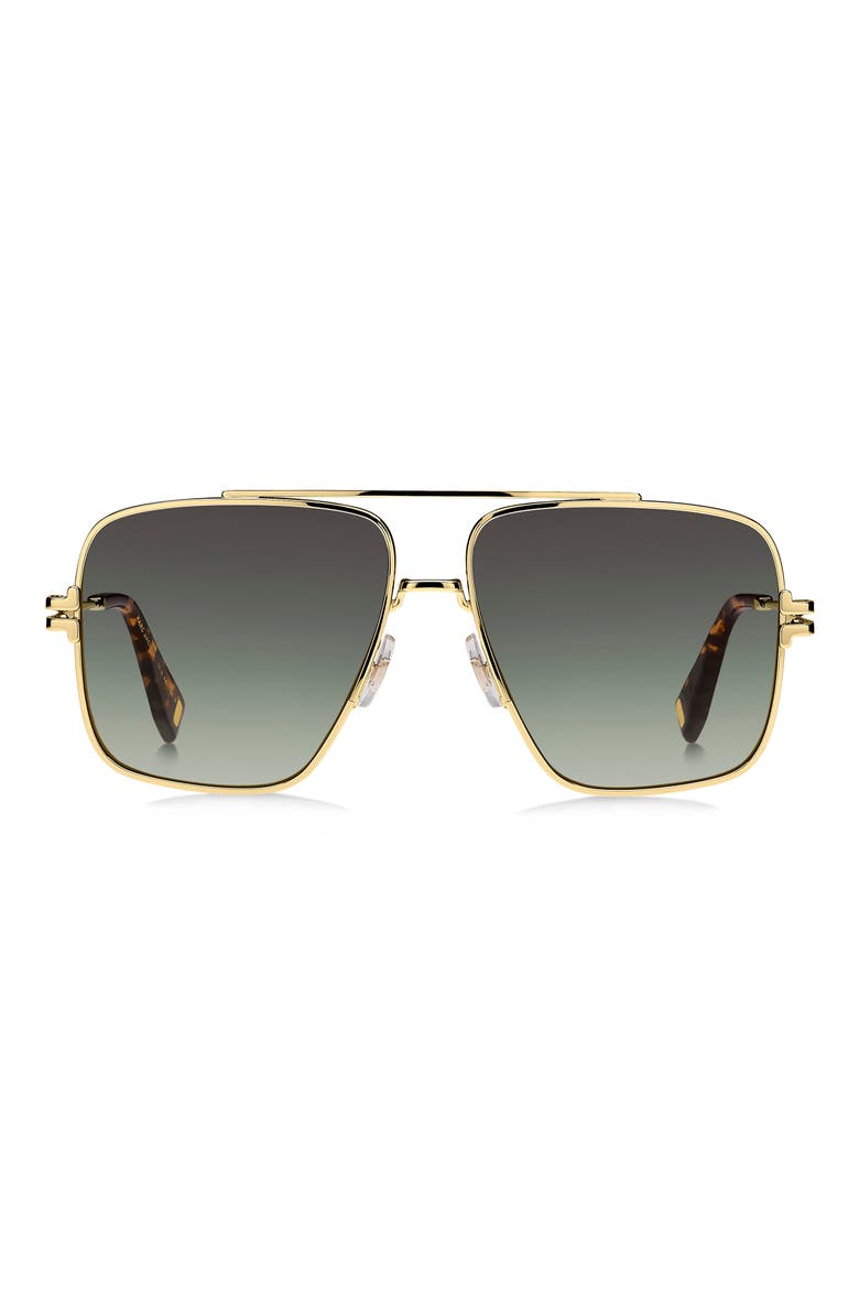 59mm Gradient Square Sunglasses with Chain, Main, color, GOLD HAVANA/ GRAY GREEN