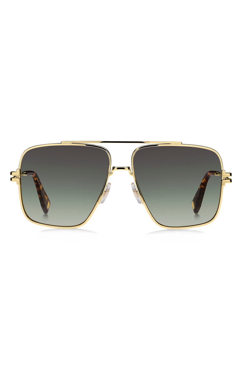 Marc Jacobs 59mm Gradient Square Sunglasses with Chain, Main, color, Gold Havana/ Gray Green