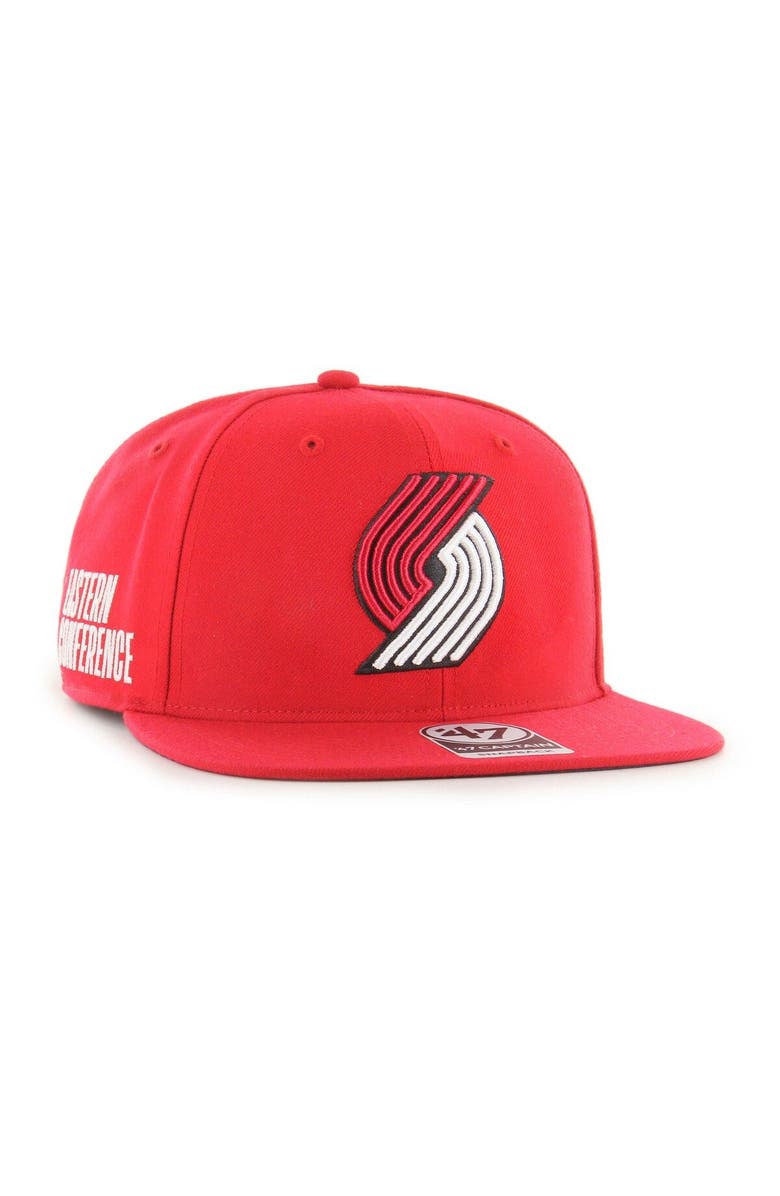 '47 Men's '47  Red Portland Trail Blazers Sure Shot Captain Snapback Hat, Main, color, 