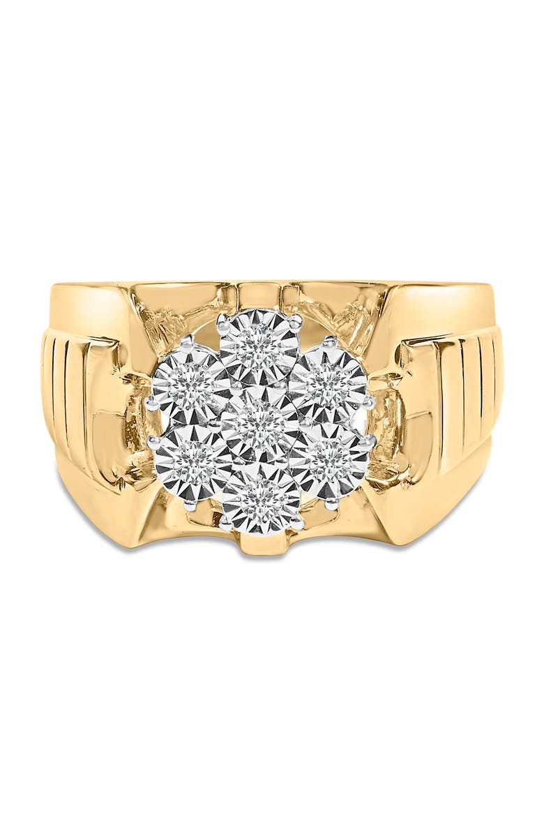Haus of Brilliance 14K Yellow Gold Plated Silver 1/3 Cttw Miracle-Set Floral Diamond Cluster Ring, Main, color, Yellow