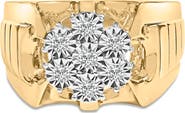 Haus of Brilliance 14K Yellow Gold Plated Silver 1/3 Cttw Miracle-Set Floral Diamond Cluster Ring