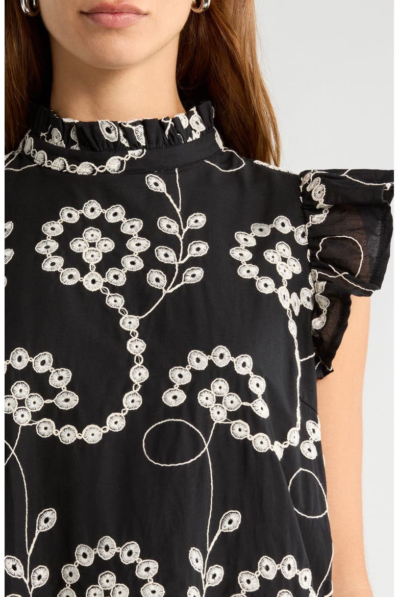 Rindy Eyelet Shift Minidress, Alternate, color, BLACK-WHITE