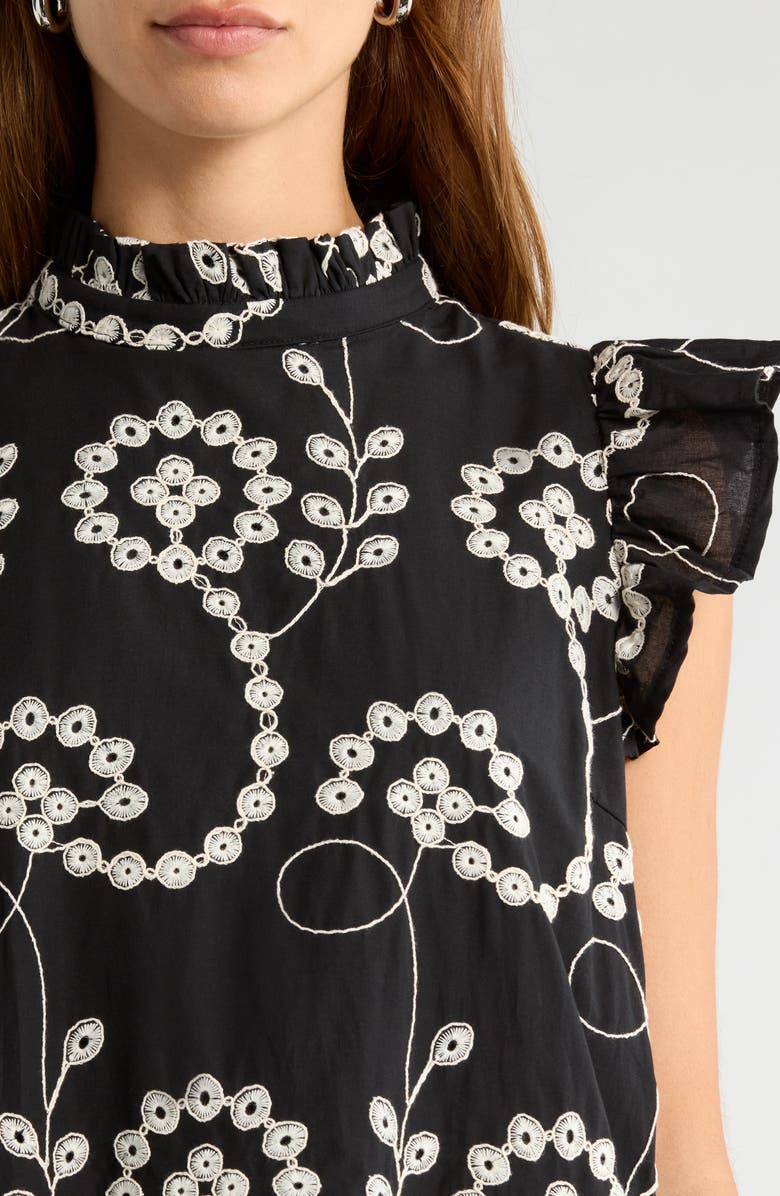 SUGARLIPS Rindy Eyelet Shift Minidress, Alternate, color, Black-White