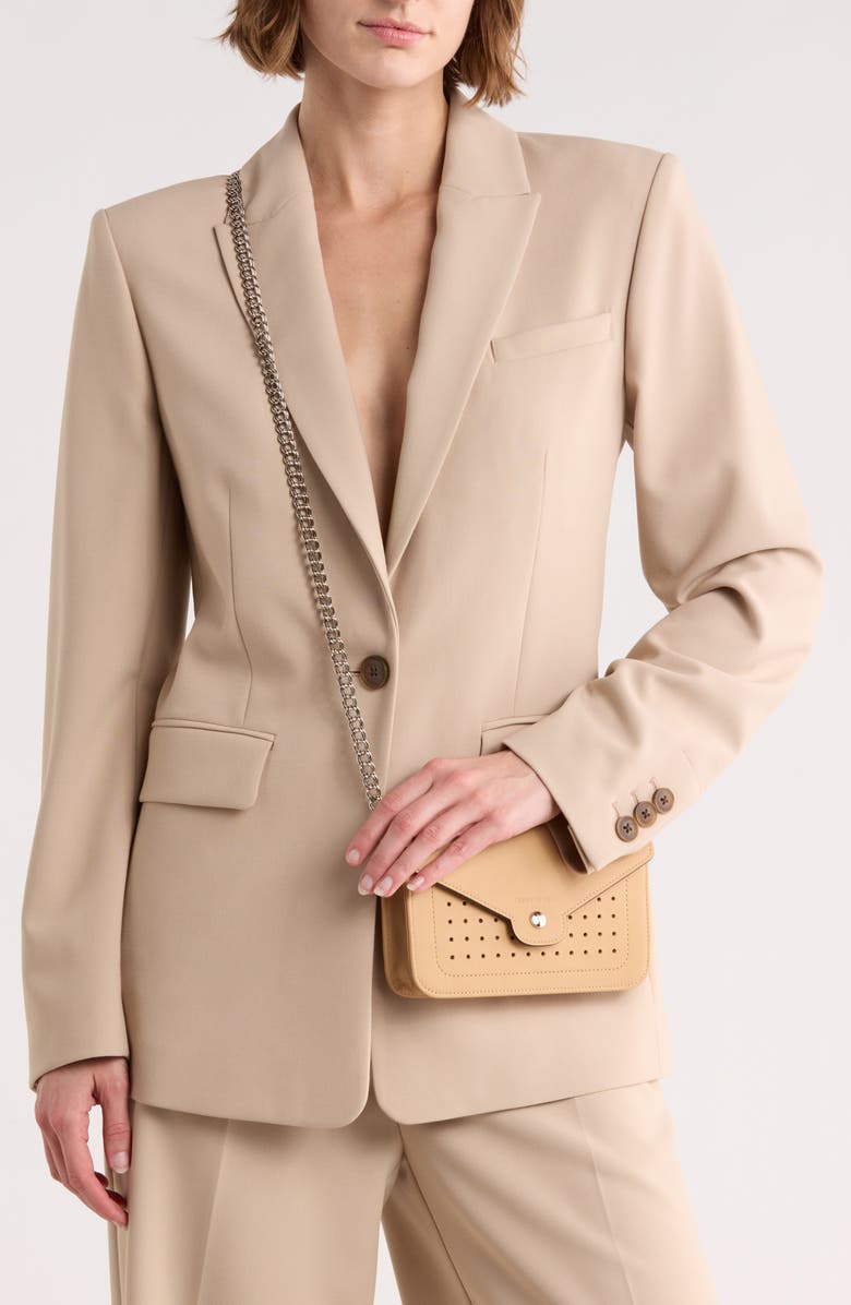 Longchamp Mademoiselle Leather Wallet on a Chain, Alternate, color, Beige