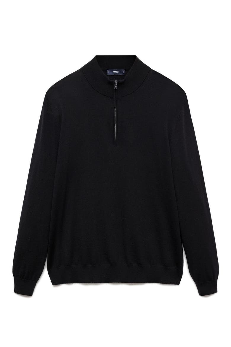 Half Zip Merino Wool Sweater, Main, color, BLACK