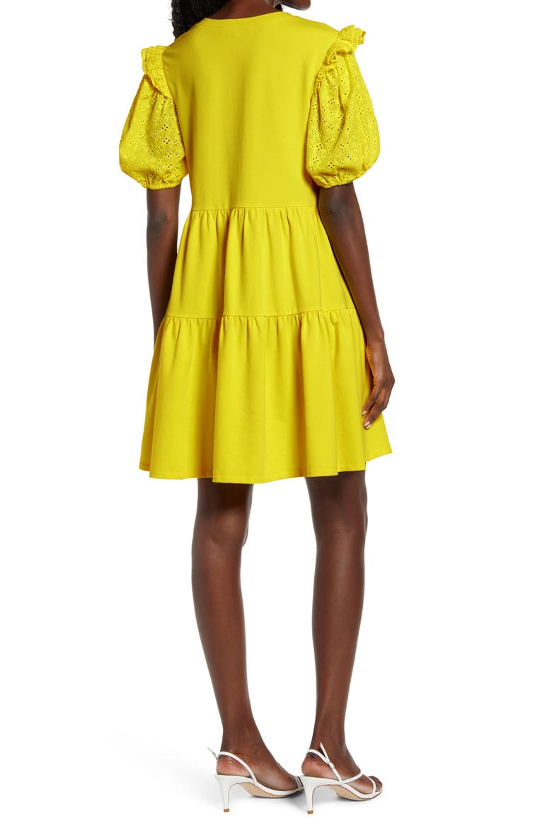 Eyelet Sleeve Knit Dress, Alternate, color, YELLOW