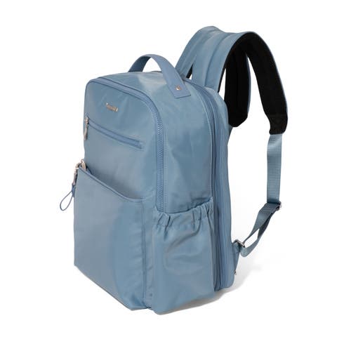 Baggallini Tribeca Expandable Laptop Backpack In Cornflower Twill