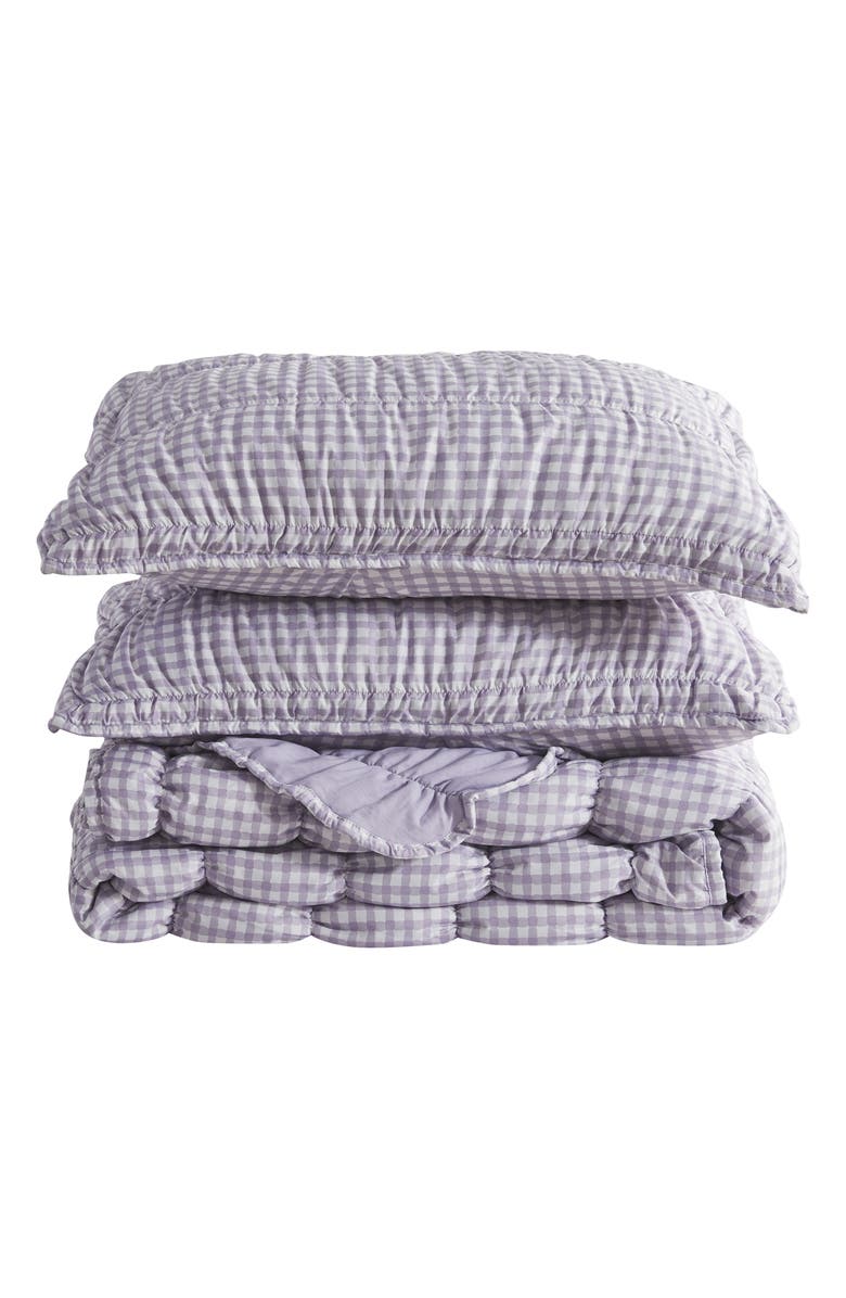 Woven & Weft Gingham Quilt Set, Main, color, Purple