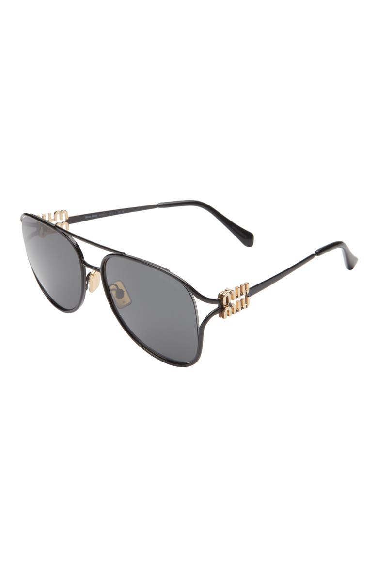 58mm Pilot Sunglasses, Alternate, color, BLACK