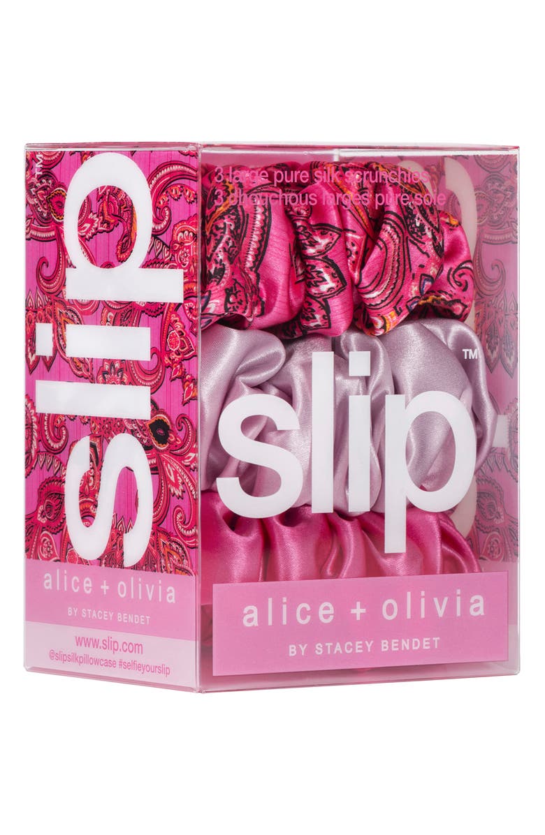 slip Spring Rose Pure Silk Assorted 3-Pack Large Scrunchies, Alternate, color,
