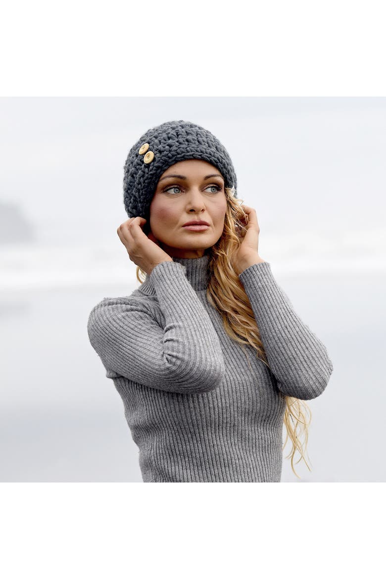 Hand Crochet Acorn Hat, Alternate, color, Linen