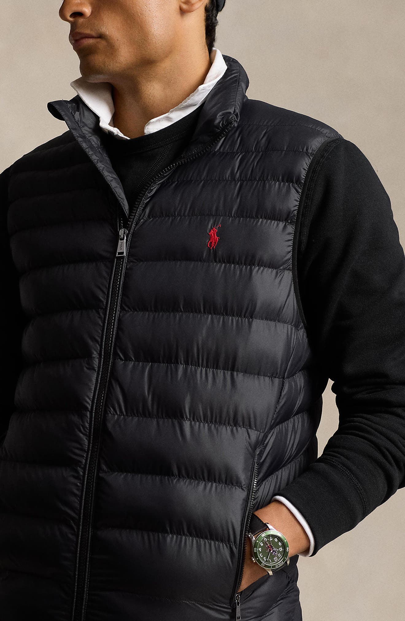 POLO RALPHLAUREN　PADDED VEST (BLACK) 美品 Polo Ralph Lauren Terra Black Recycled Nylon Puffer Vest (Men