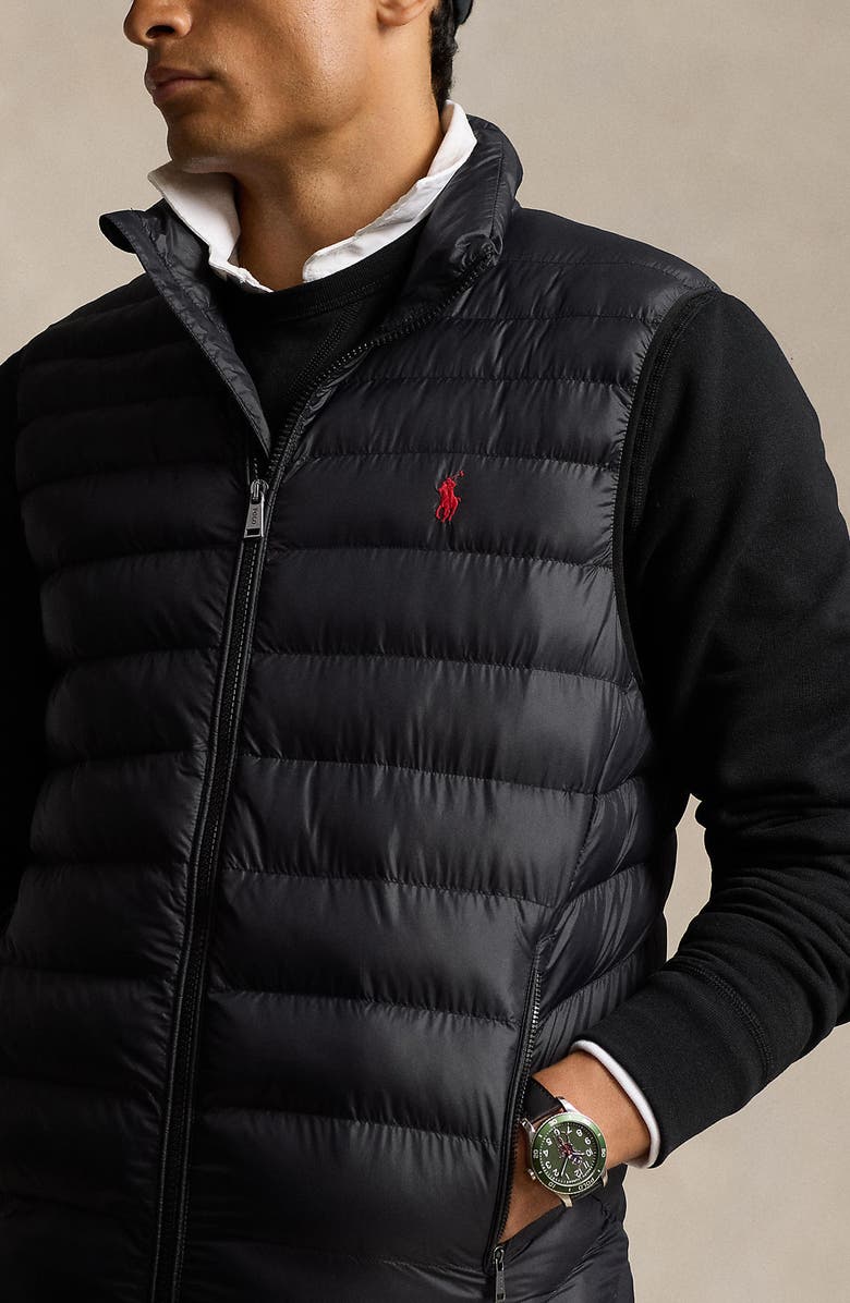 Polo Ralph Lauren Terra Black Recycled Nylon Puffer Vest, Alternate, color, 