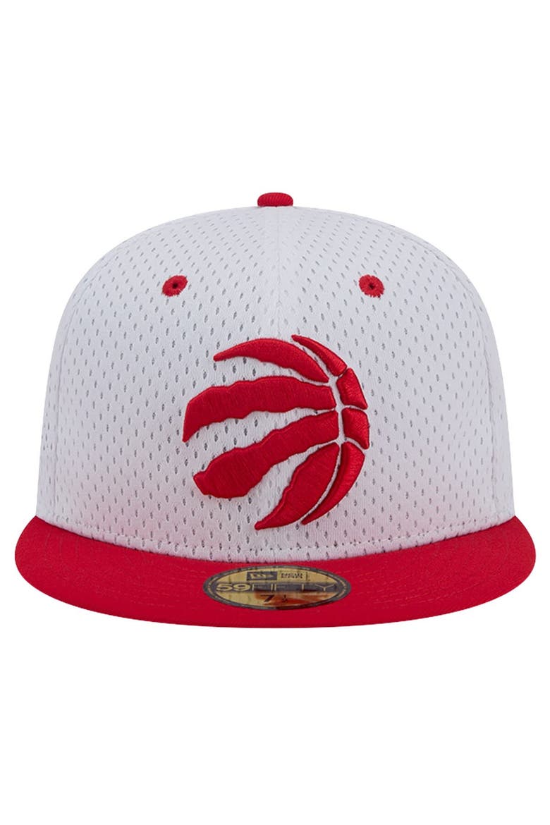 Men's New Era White/Red Toronto Raptors Throwback 2Tone 59FIFTY Fitted Hat, Alternate, color, White