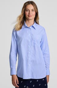 Lands' End Petite Oversized No Iron Tunic with Statement Collar Shirt