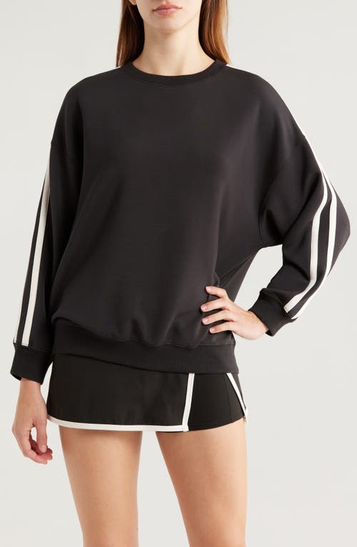 Pacsun Double Stripe Crewneck Sweatshirt In Black