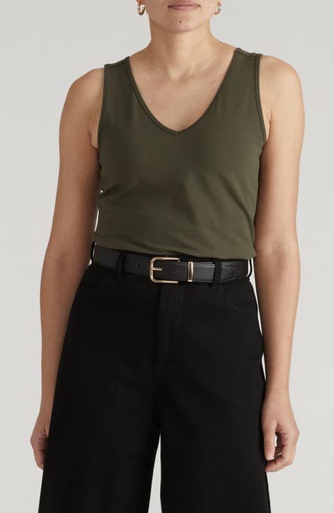 Double V Stretch Cotton Tank (Regular & Plus)