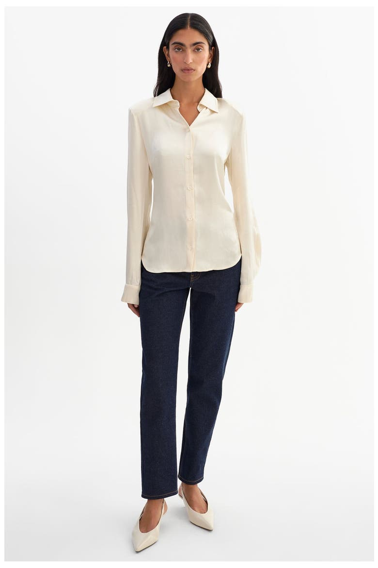 Clarke | Satin Shirt, Main, color, Cream