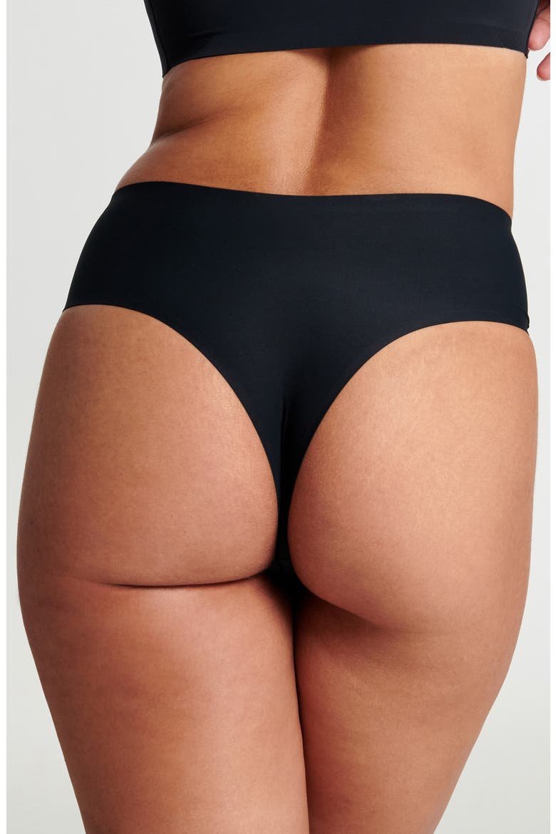 High Waist Thong, Alternate, color, BLACK