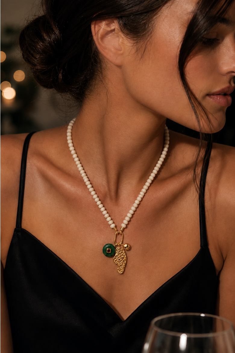 Capri Sculptural Charm Necklace, Alternate, color, Ivory