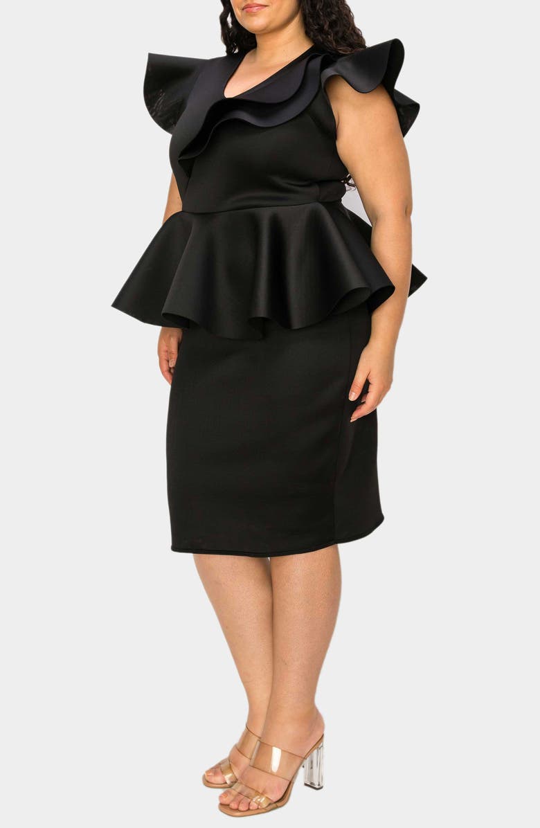 L I V D Onyx Peplum Neoprene Cocktail Dress, Alternate, color, 