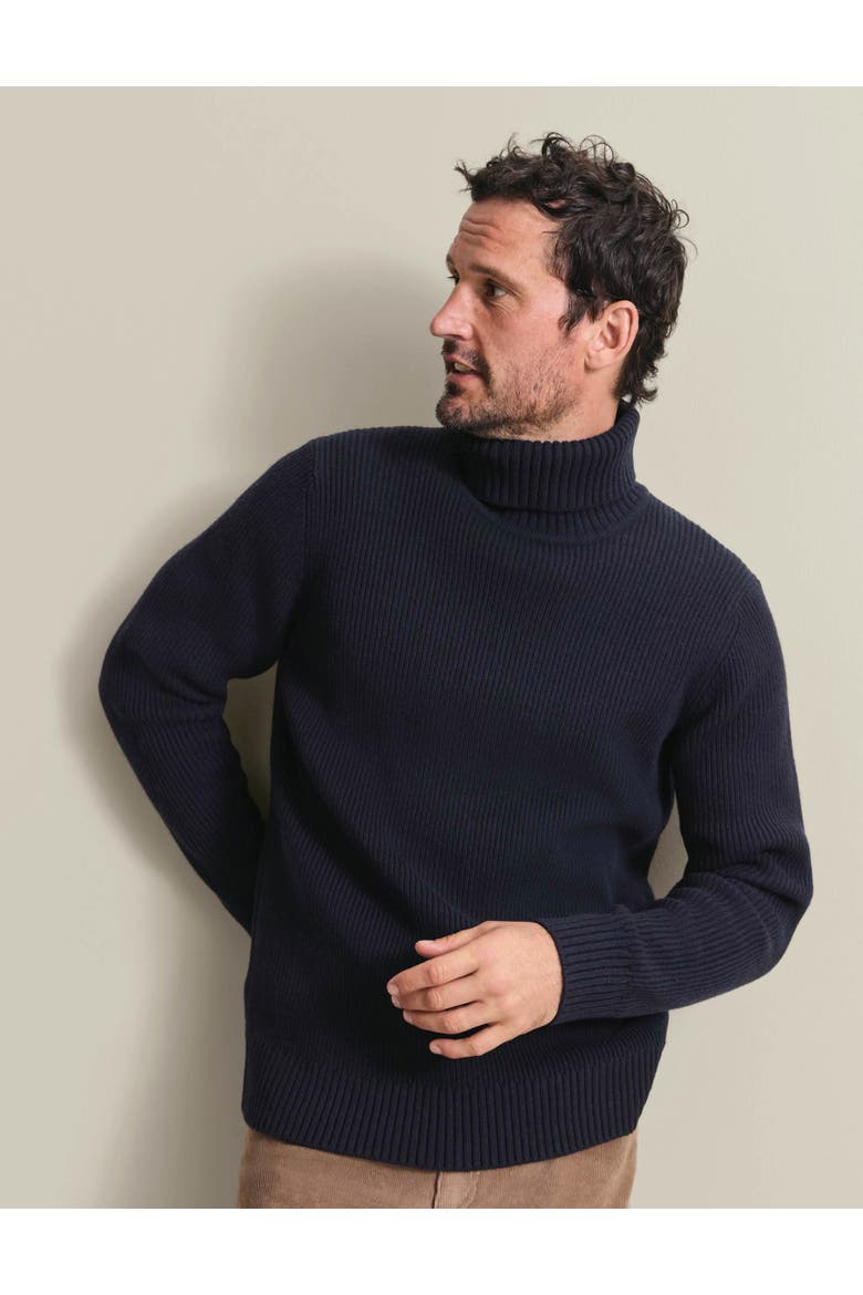 Chunky Merino Roll Neck Sweater, Alternate, color, Navy