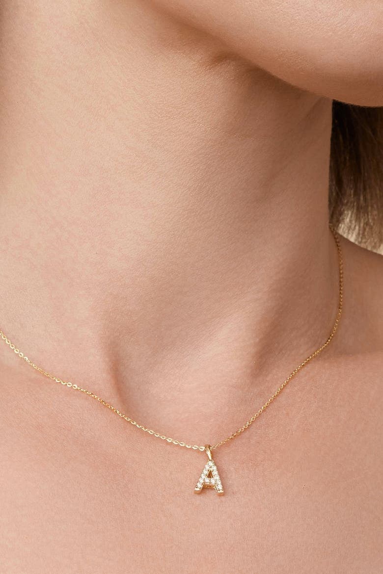 14K Gold Luxe Letter Diamond Initial Pendant Charm, Alternate, color, Yellow Gold - U