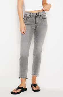 Good American Good Classic Raw Step Hem Straight Leg Jeans