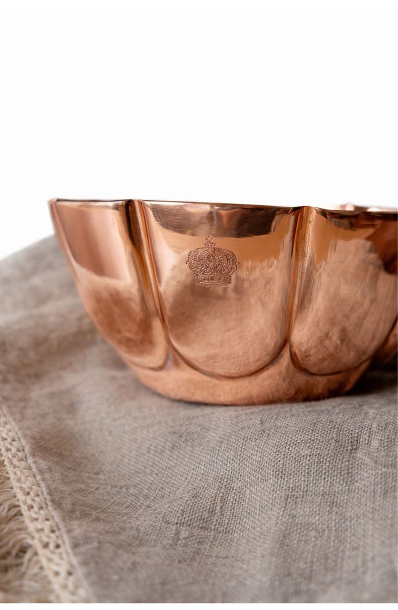 Coppermill Kitchen Vintage Inspired Copper Fluted Bowls with Crown Engraving - Set of 2, Alternate, color, Copper
