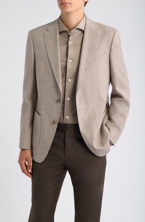 Hutson Slim Fit Tan Mélange Knit Wool Blend Sport Coat