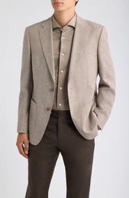 BOSS Hutson Slim Fit Tan Mélange Knit Wool Blend Sport Coat