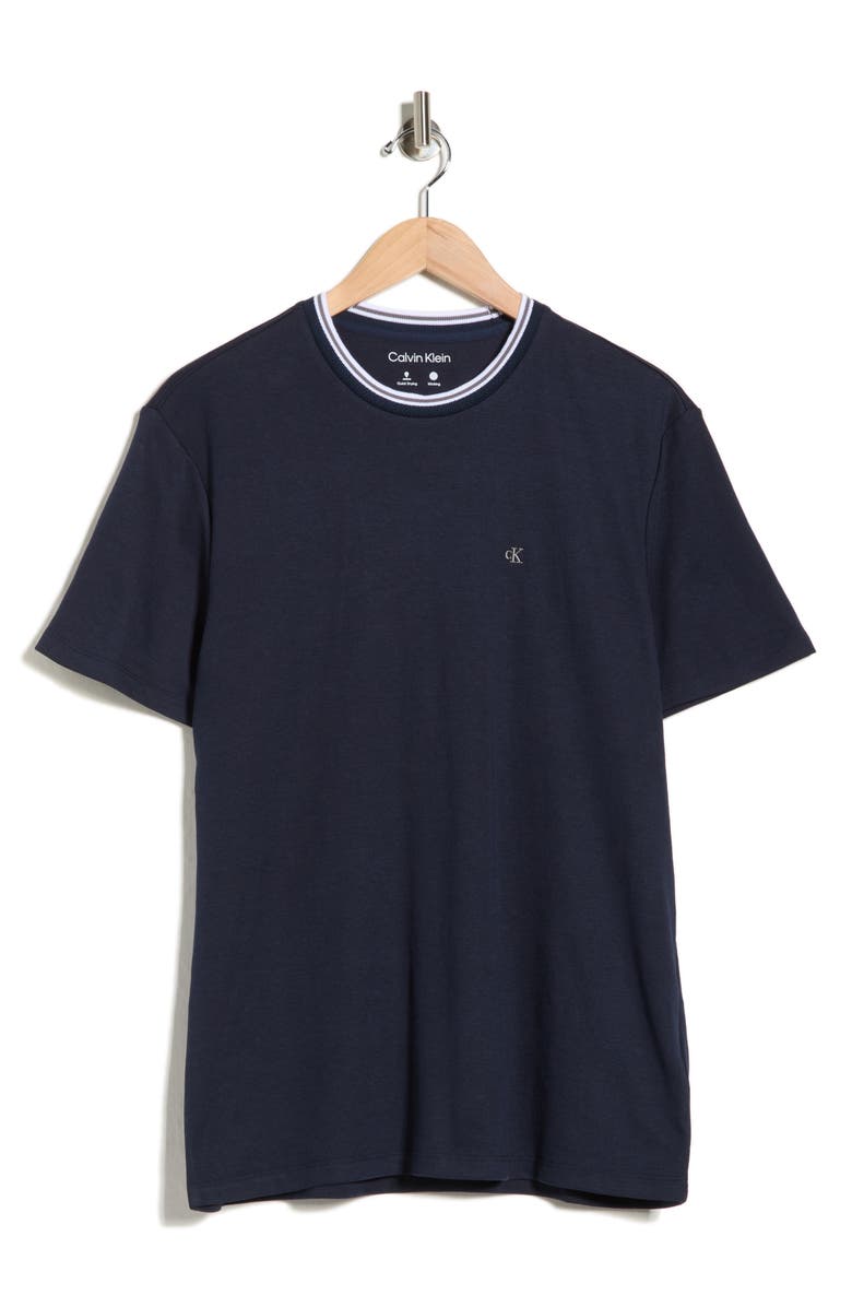 Calvin Klein Tech Interlock Jacquard Crewneck T-Shirt, Alternate, color, Dark Sapphire