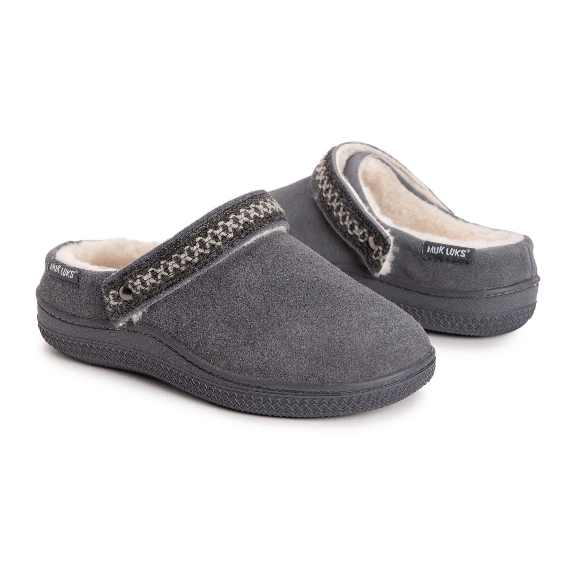 Quianna Luna Genuine Suede Clog Slipper, Alternate, color, Charcoal