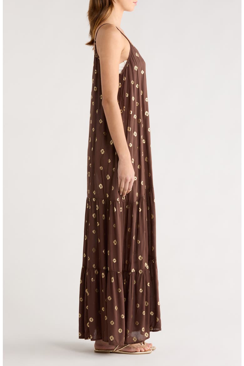 Metallic Dot Cover-Up Dress, Alternate, color, BROWN POLKA