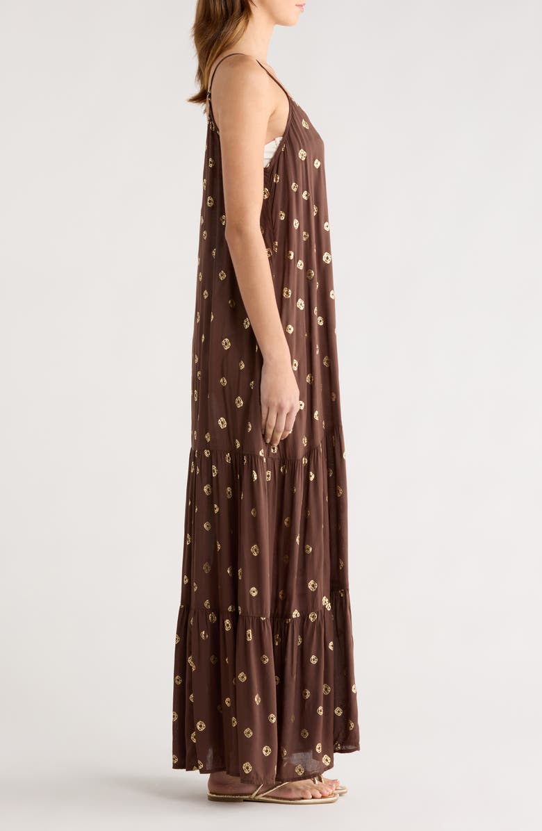 Elan Metallic Dot Cover-Up Dress, Alternate, color, Brown Polka