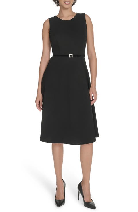 Sleeveless Scuba Crepe Midi Dress