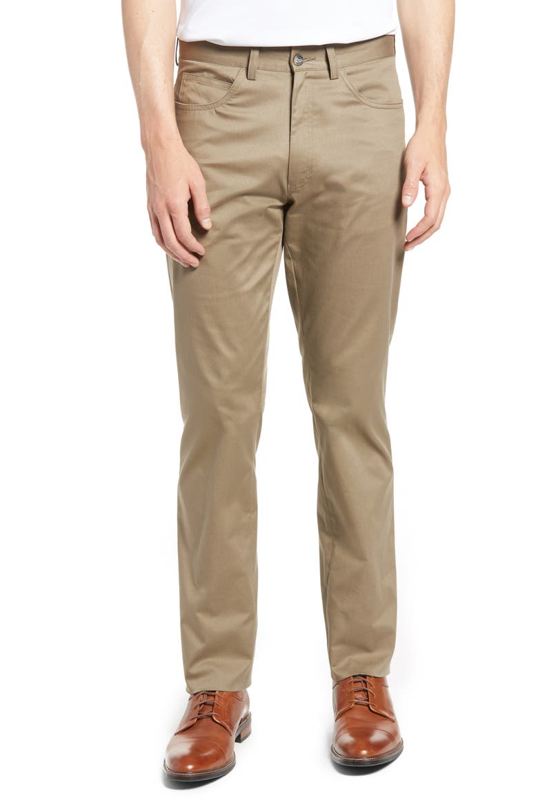 Charleston Khakis Flat Front Stretch Twill Dress Pants, Main, color, DK KHAKI