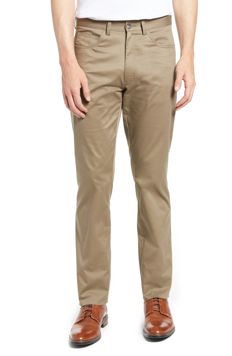 Berle Charleston Khakis Flat Front Stretch Twill Dress Pants, Main, color, 