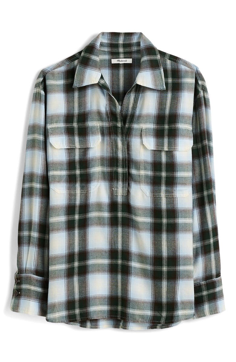 Madewell Plaid Popover Shirt, Alternate, color, City Blue