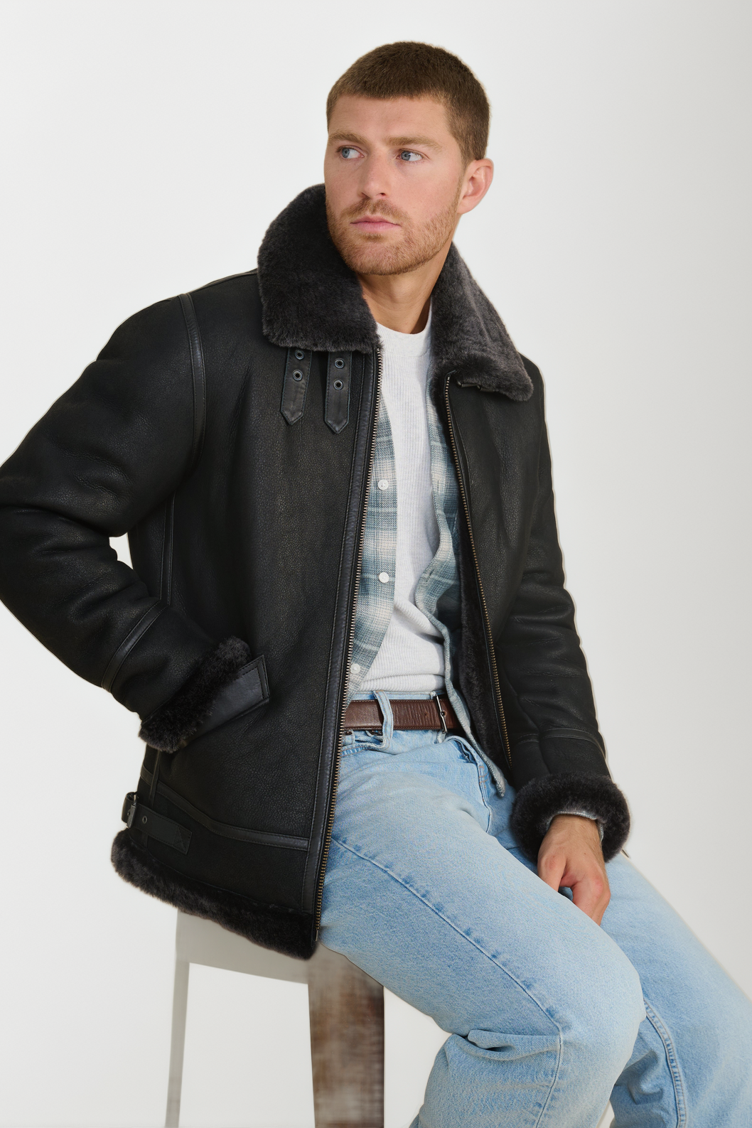 FURNIQ UK Frederick Shearling Aviator Jacket — фото 3