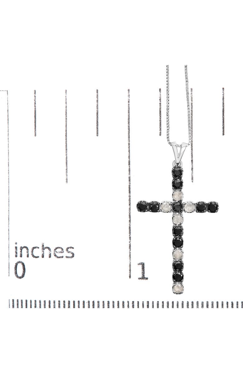 Haus of Brilliance Silver 2.0 Cttw Round Treated Black and White Diamond Cross Pendant Necklace, Alternate, color, White