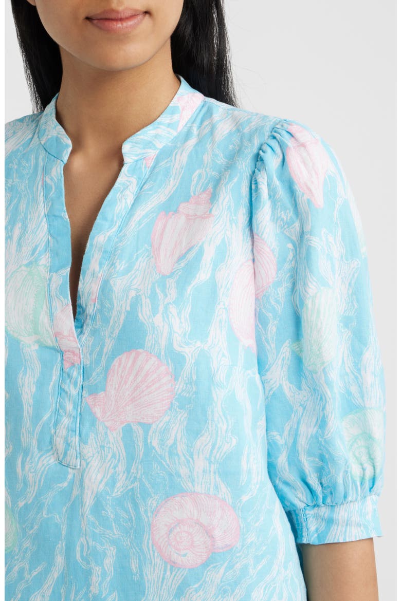 Mialeigh Shell Print Shift Dress, Alternate, color, CAPRI BLUE SHELDEN