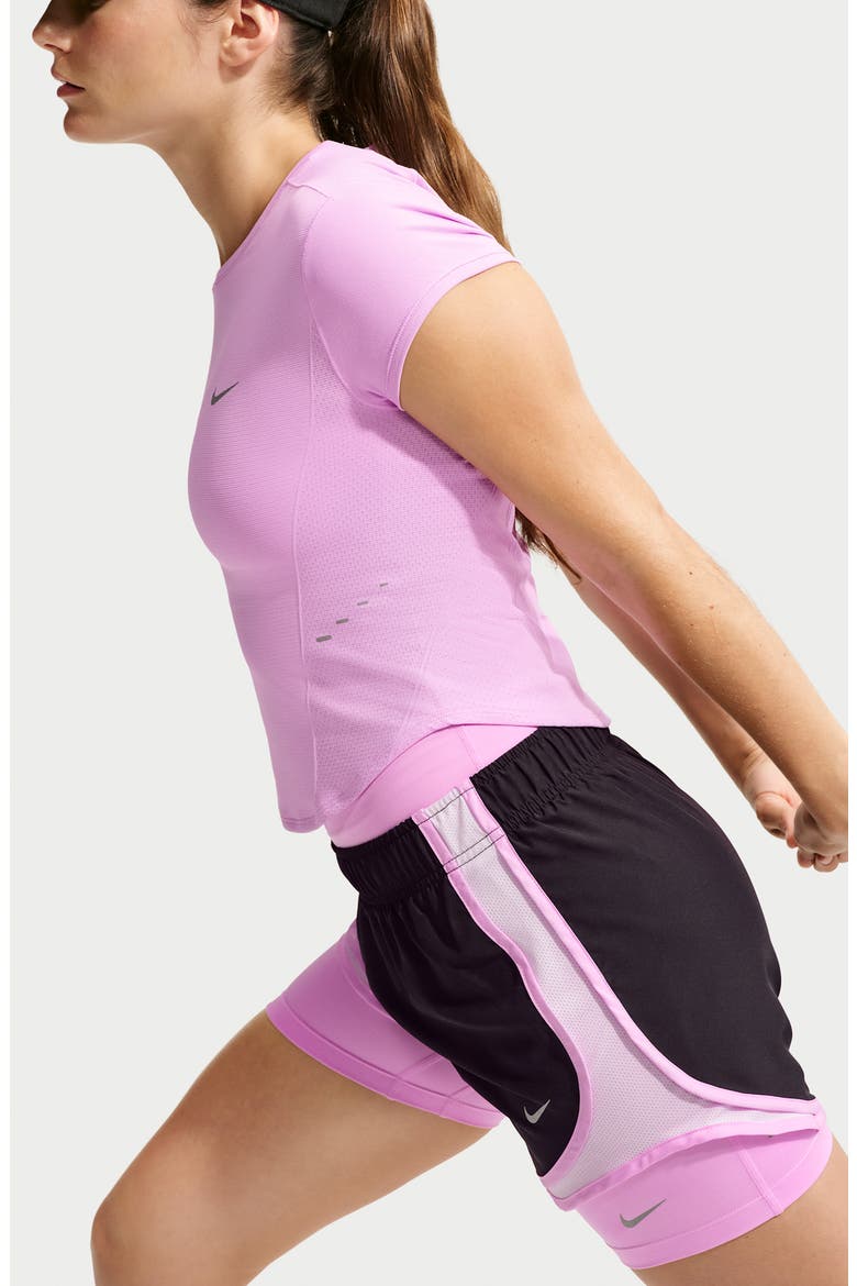 Swift Dri-FIT Seamless Performance T-Shirt, Alternate, color, PINK RISE/ COOL GREY