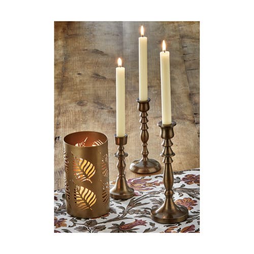 Tag Antique Brass Francesca Taper Candle Holder Small In Brown