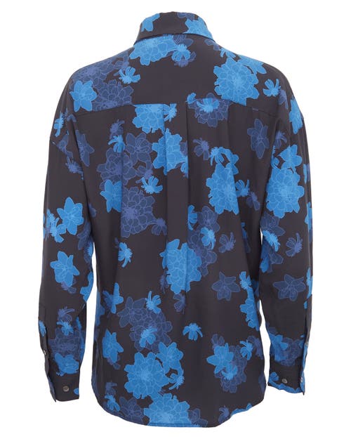 Lords Of Harlech Sophie Silk Oversized Shirt In Blue