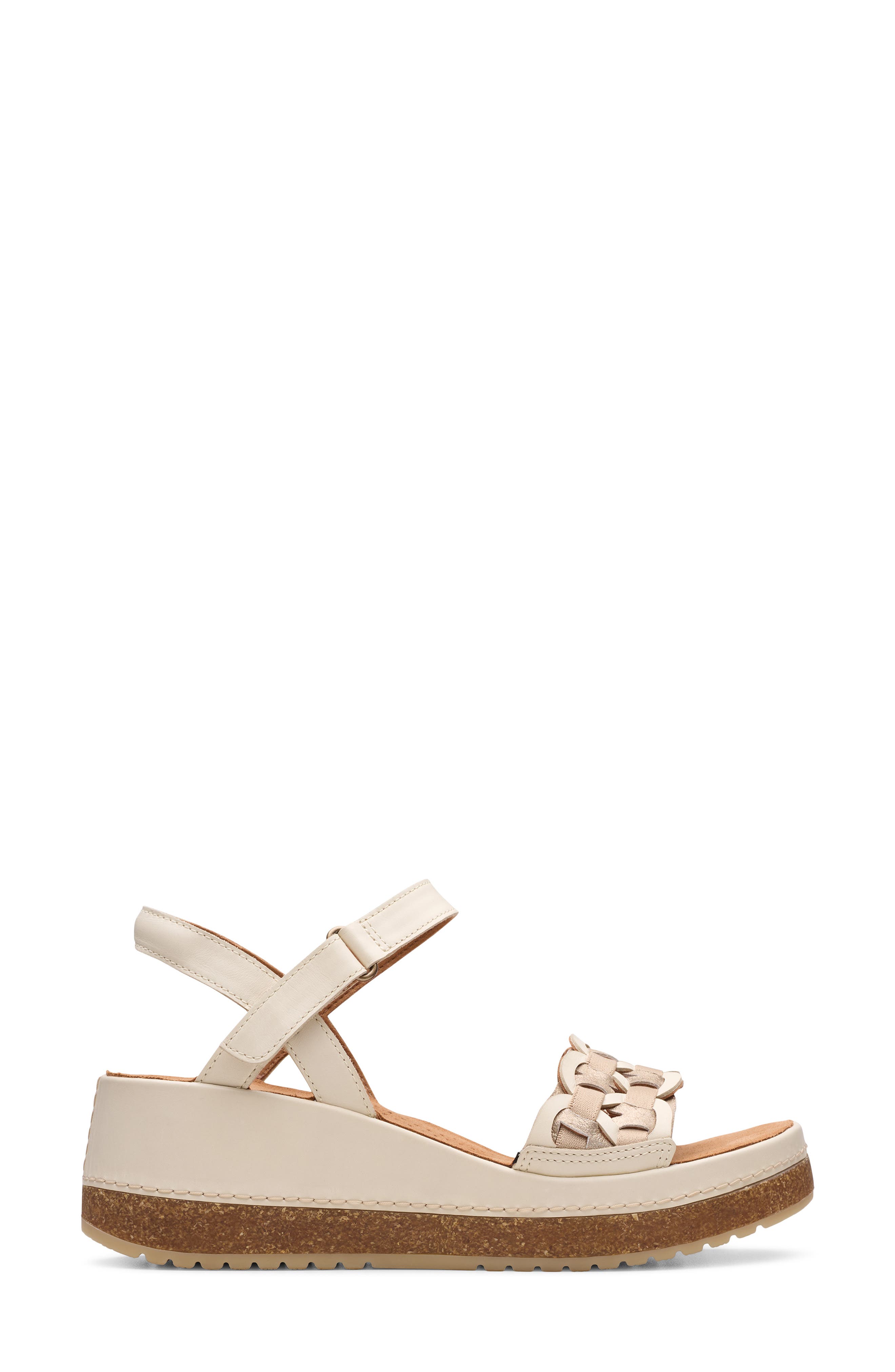 Clarks<sup>®</sup> Kassanda Wedge Sandal, Alternate, color, Cream Multi