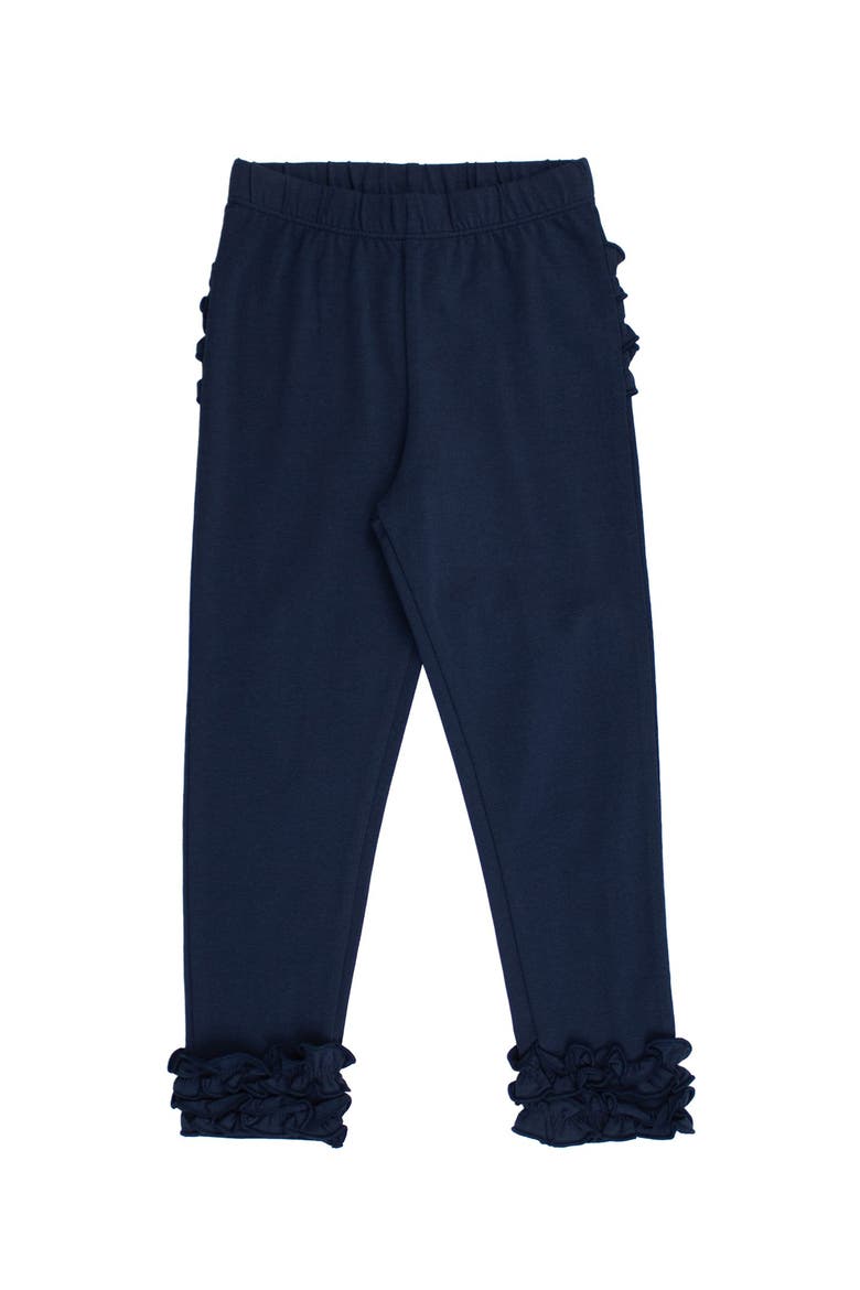 Baby Girls Ruffle Leggings with Signature Rear Ruffles, Alternate, color, Dark Navy